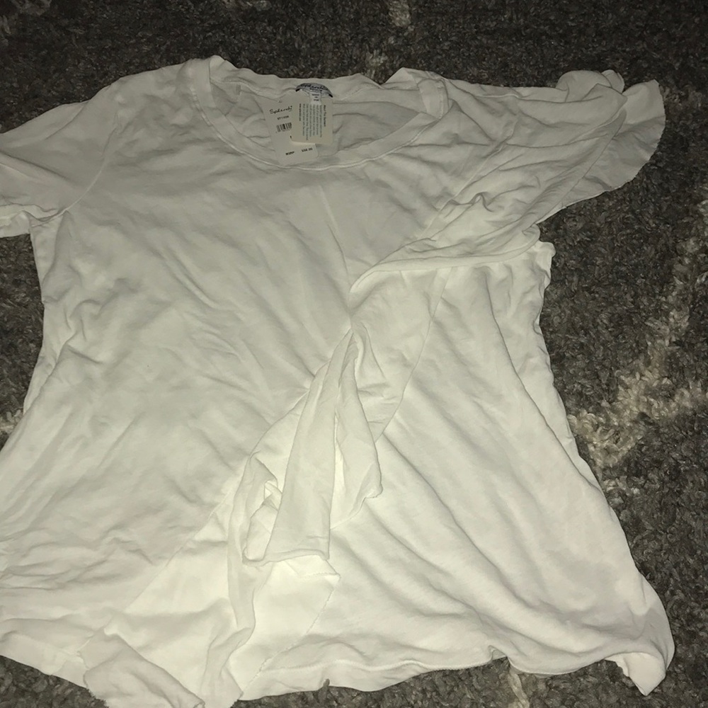 Splendid ruffle white tee
